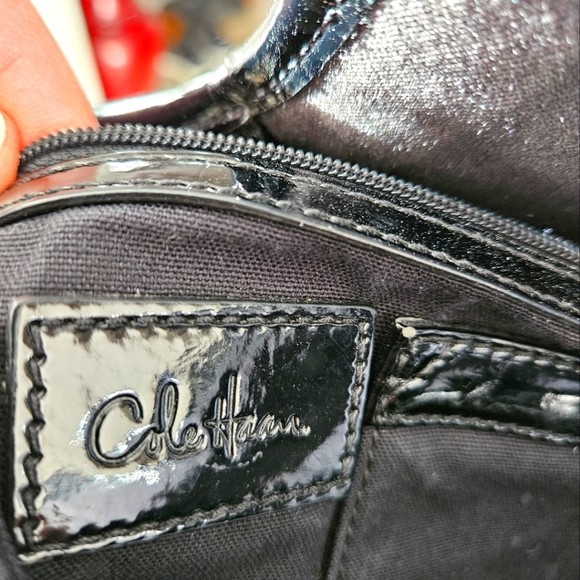 Cole haan Halsey straw and patent leather tote handbag - Picture 6 of 7